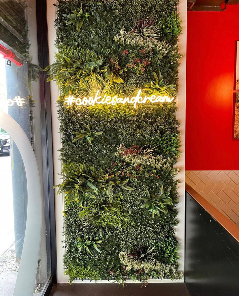 Vibrant Meadow Artificial Green Plant Wall Panel 1M x 1M - Treesy Green