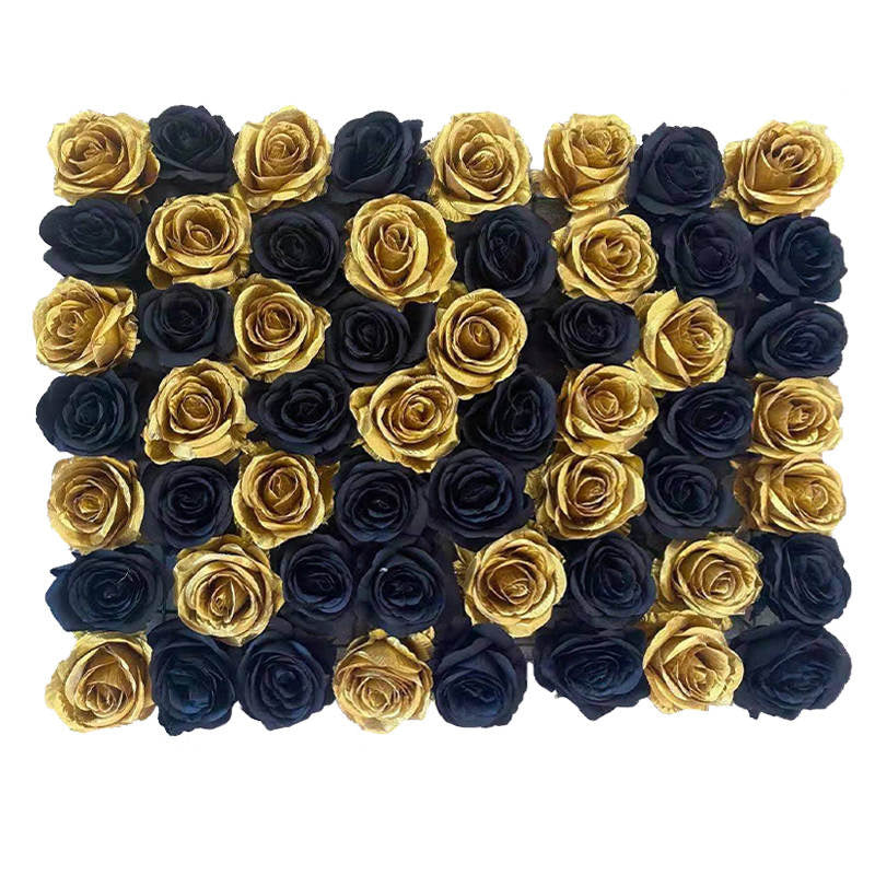 Luxury 3D Artificial Faux Flower Wall Black & Gold Rose - Treesy Green