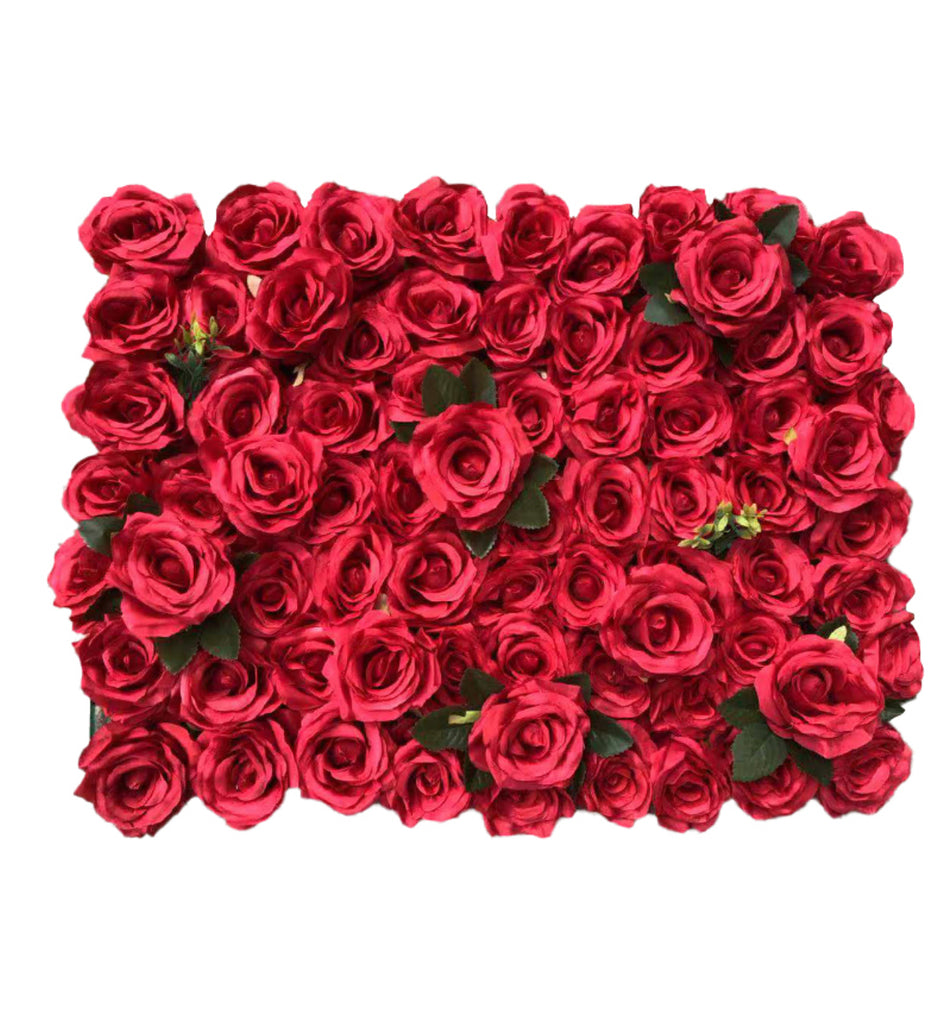 Luxury 3D Artificial Faux Flower Wall Red Rose Garden - Treesy Green