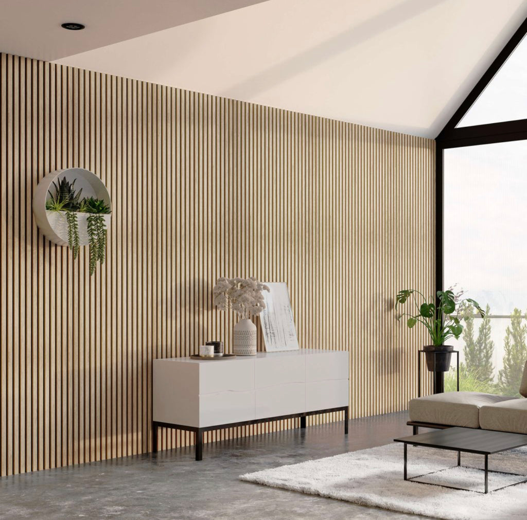 Slat Wall Acoustic Panel Natural Oak 240cm x 60cm - Treesy Green