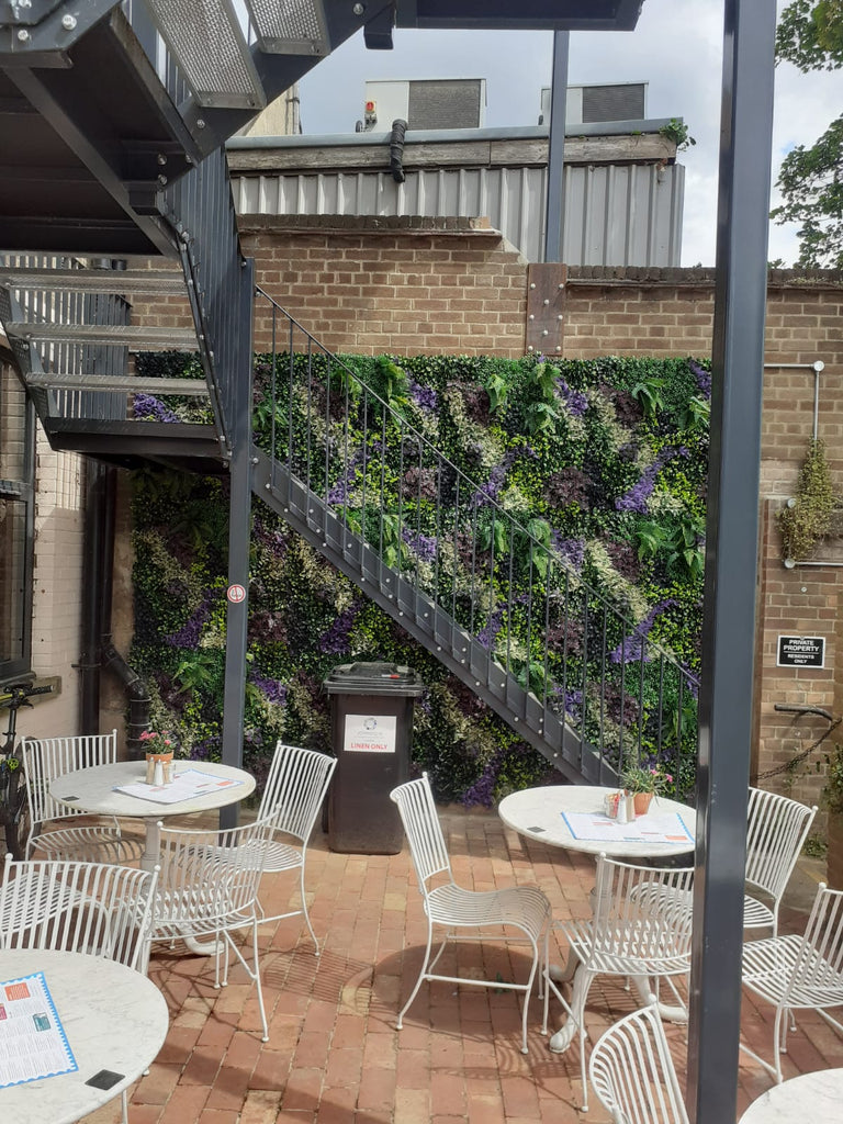 Purple Blossom Artificial Green Wall Plant Panel 1M x 1M - Treesy Green