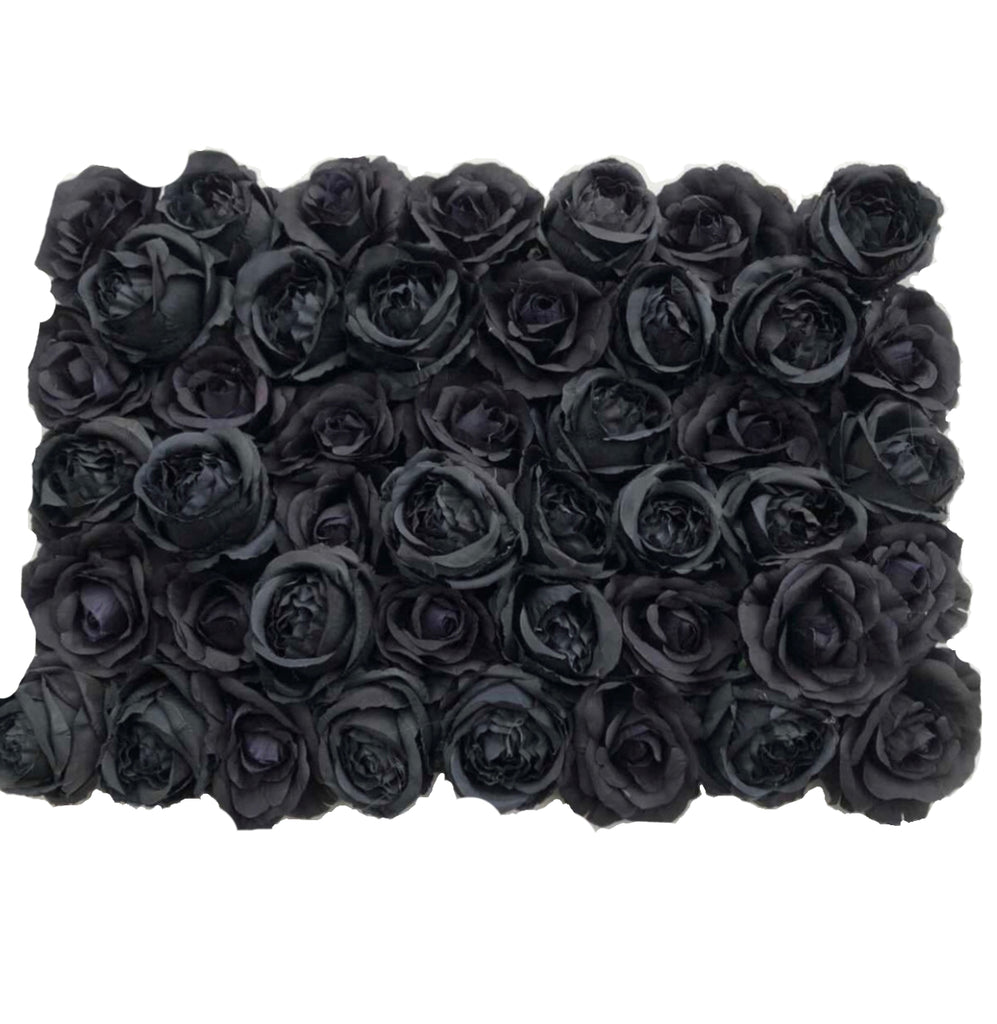 Luxury 3D Artificial Faux Flower Wall Black Rose - Treesy Green