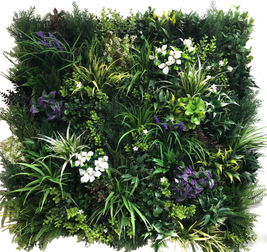 Luxury Woodland Bloom Artificial Green Plant Wall Panel 1M x 1M - Treesy Green