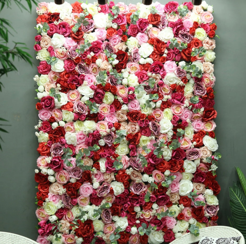 Luxury 3D Artificial Faux Flower Wall Indulgent Rose - Treesy Green