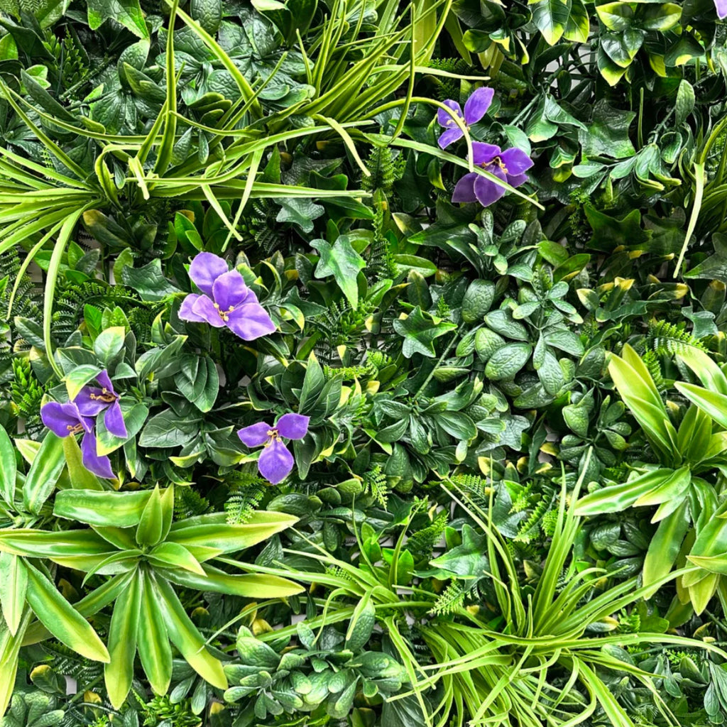 Luxury Artificial Plant Wall With Purple Flowers1M x 1M - Treesy Green