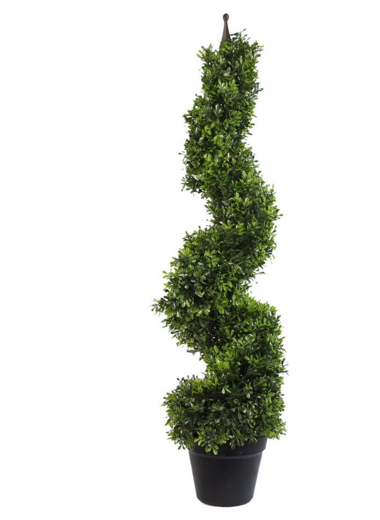 Pair Of Artificial Boxwood Spiral Tree - Treesy Green