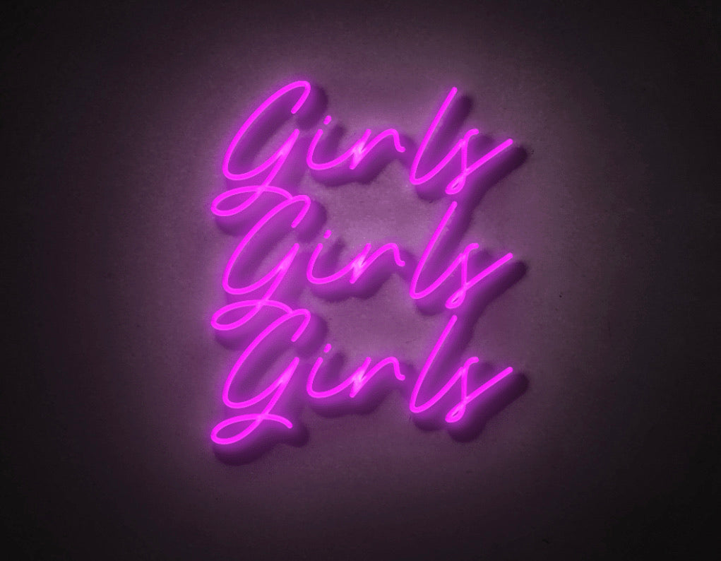 Girls Girls Girls LED Neon Sign 75CM - Treesy Green