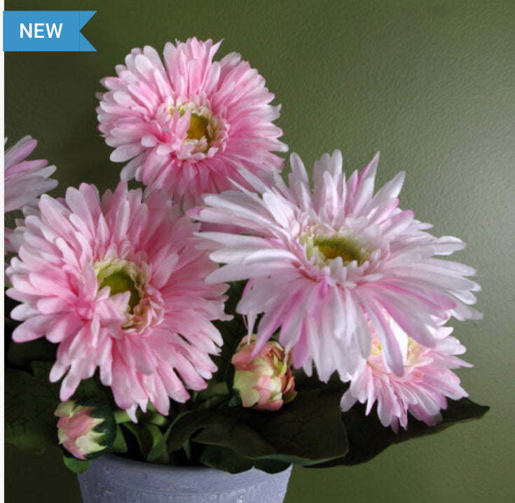 Pink Potted Daisy Flowering Plant Artificial - Treesy Green
