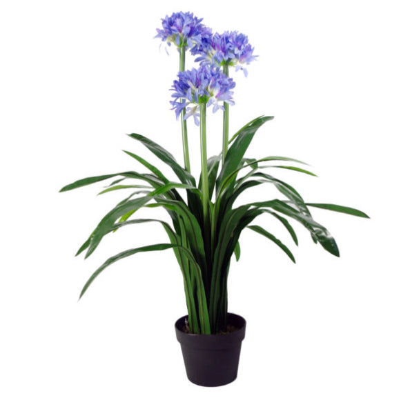 90cm Blue Flower Artificial Blossom Plant Agapanthus with pot - Treesy Green