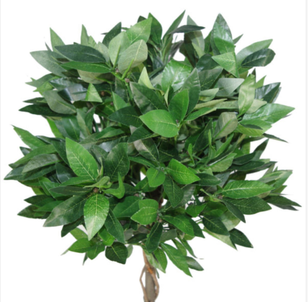90cm (3ft) Twist Natural Trunk Artificial Topiary Bay Laurel Ball Tree - Treesy Green