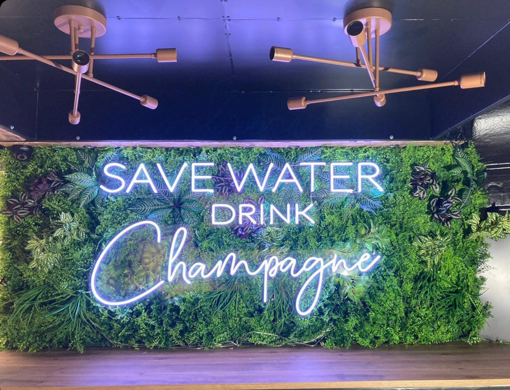 Save Water Drink Champagne LED Neon Sign - Treesy Green