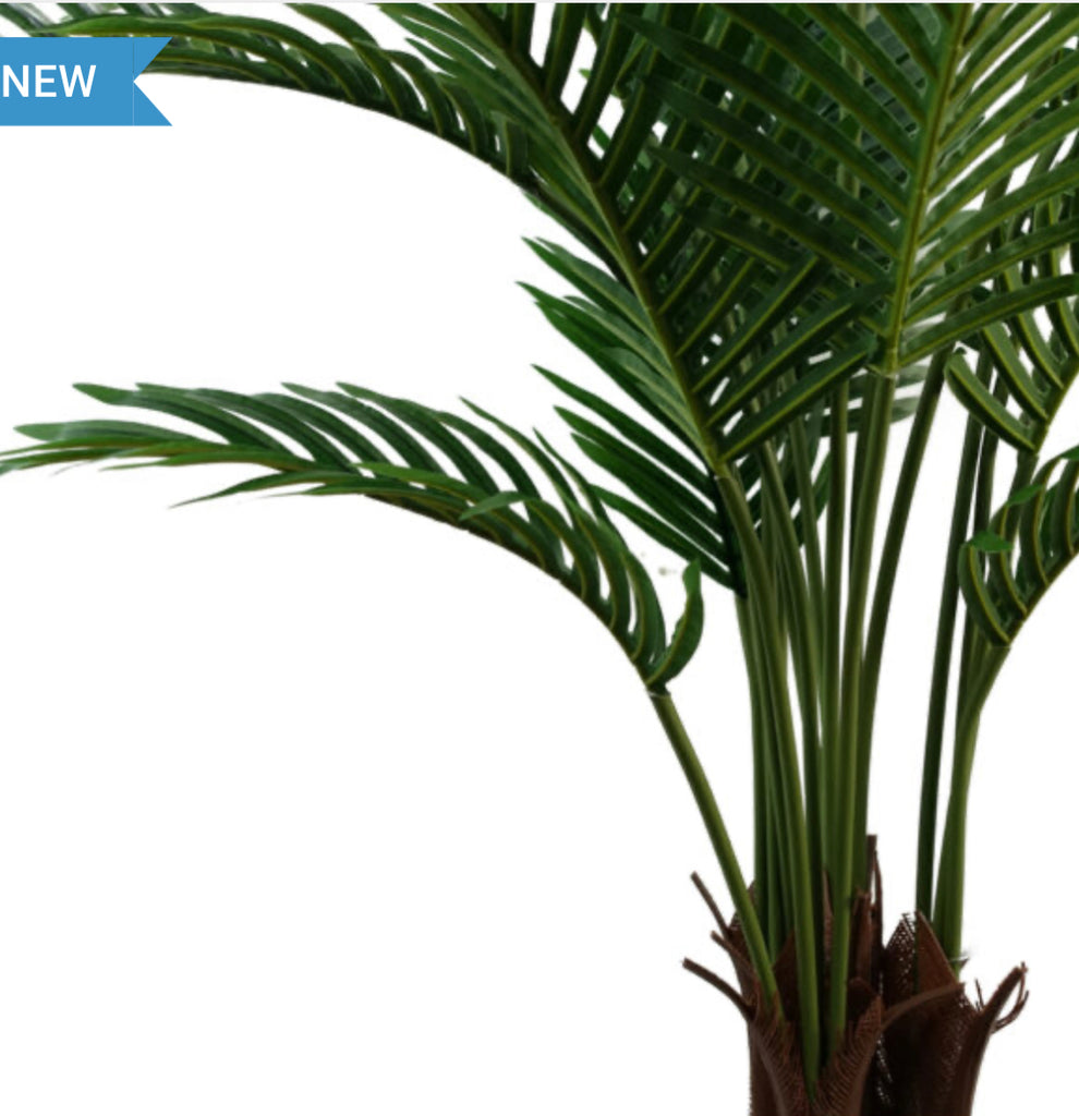 110cm Artificial Areca Palm Tree Potted in Black Pot - Treesy Green