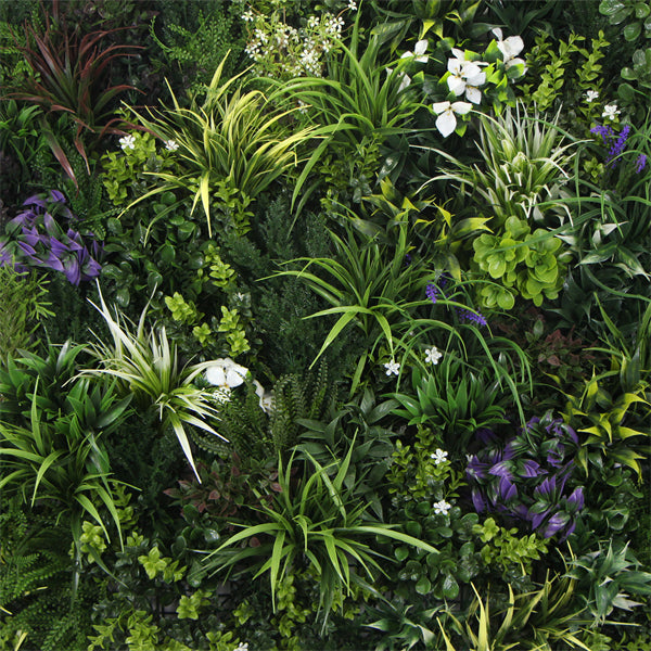 Luxury Woodland Bloom Artificial Green Plant Wall Panel 1M x 1M - Treesy Green