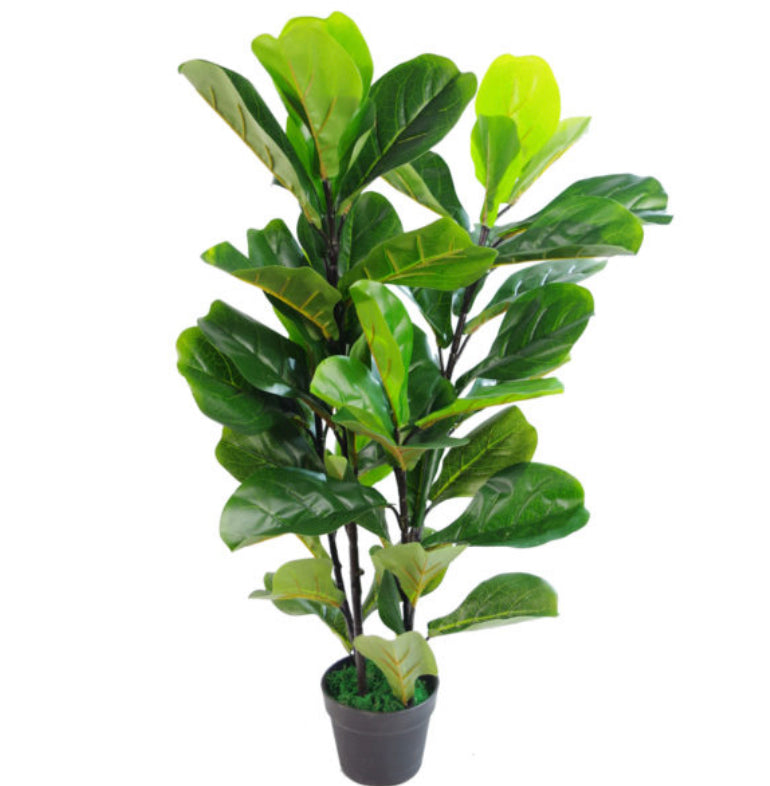 90cm (3ft) Large Artificial Fiddle Fig Tree Ficus Lyrata Plant - Treesy Green