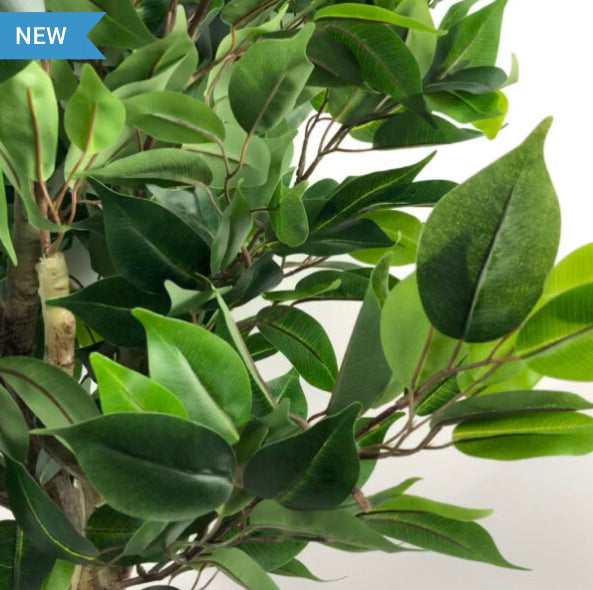 110cm Artificial Evergreen Ficus Tree Gold Curve Planter - Treesy Green